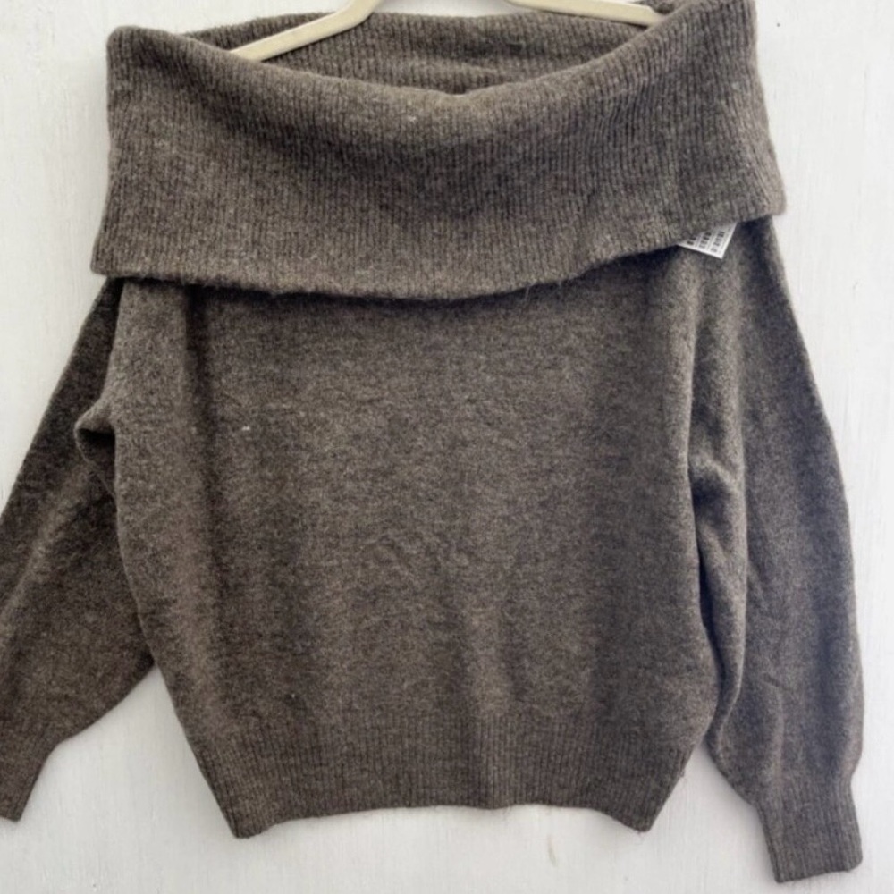 H&M Taupe Off-Shoulder Sweater